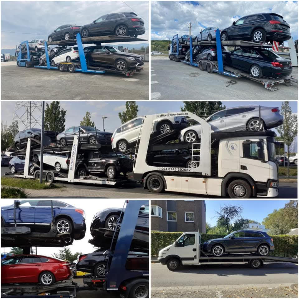 Road transport of vehicles (cars, machinery, equipment)